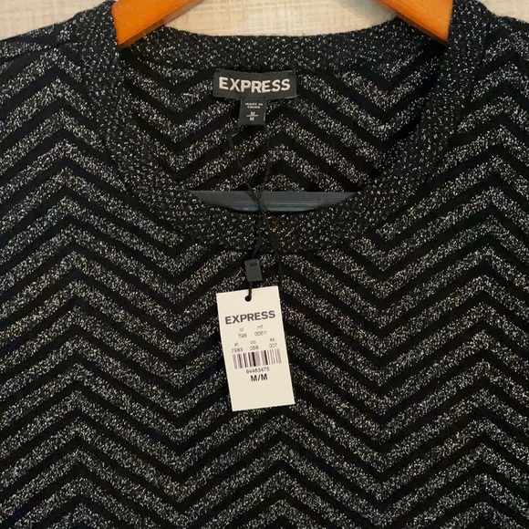 NWT Express Black & Metallic Silver Mini Dress - Picture 6 of 10